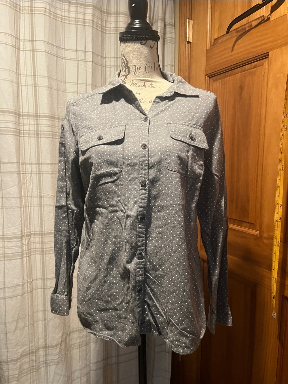 croft & barrow Grey Dot-Print Long Sleeve Button-Down Shirt